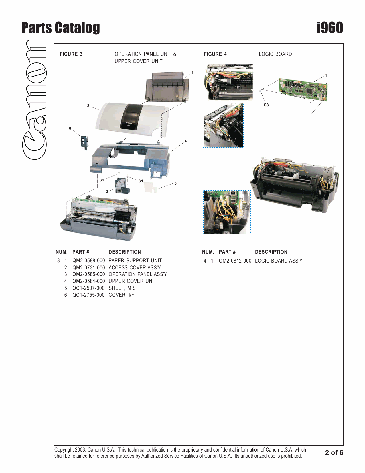 Canon PIXUS i960 Parts Catalog Manual-3